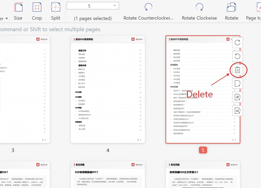 Step 4: Click thumbnail and Delete